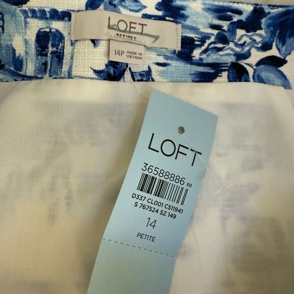 Loft Corfu weekend shift floral cotton stretch skirt size 14P NWT - Picture 4 of 8